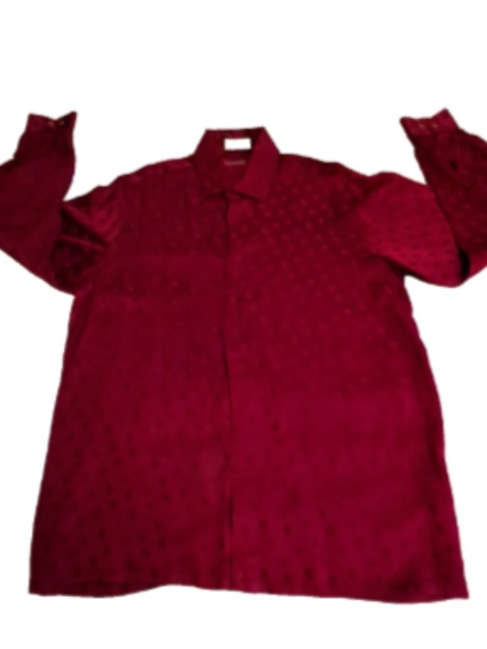 VTG Genelli Mens M Red 100% Silk Tailored Long Sleeve Dress Button Down Shirt